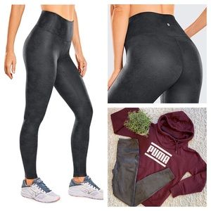 Matte Faux Leather Leggings High Waist Tights Workout Yoga Pants Black